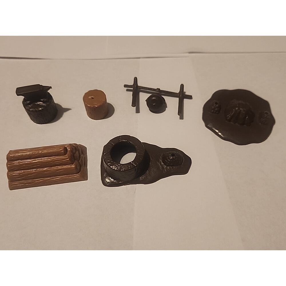 Vintage 1960s Marx Fort Apache Playset Anvil Wood Stump Broken For Parts Lot